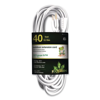 GoGreen Power GG-13740WH 16 AWG Outdoor Extension Cord, 40 ft, 13 A, White