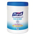 Hand Wipes | PURELL 9113-06 6.75 in. x 6 in. Fresh Citrus Sanitizing Hand Wipes - White, (6/Carton) image number 1