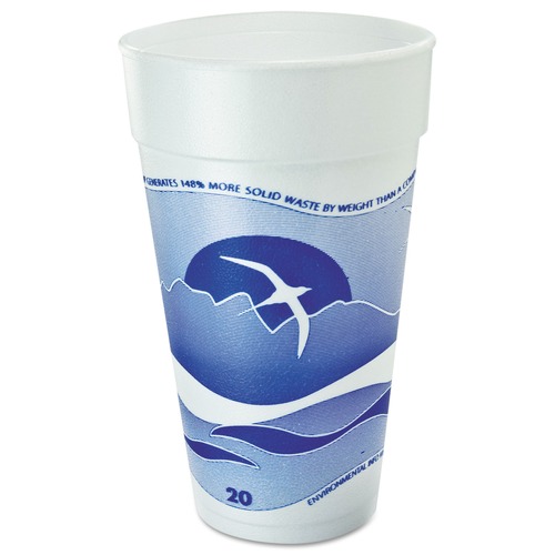 Just Launched | Dart 20J16H 20 oz. Hot/Cold Printed Horizon Foam Cup - Blueberry/White (500/Carton) image number 0