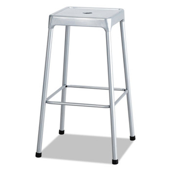 Safco Bar-Height Steel Stool, Backless, Supports Up To 250 Lb, 29-in Seat Height, Silver