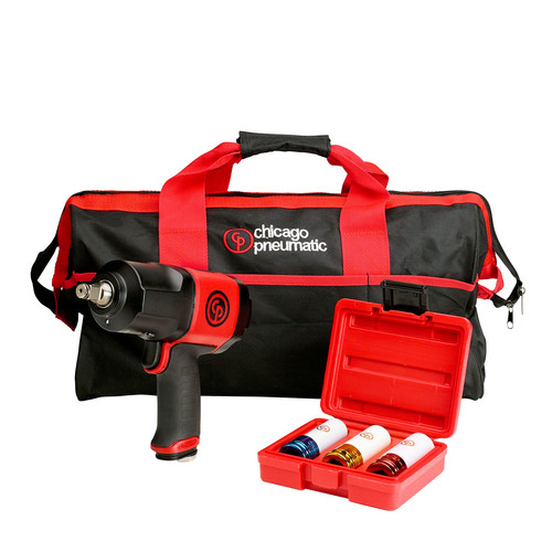 Air Impact Wrenches | Chicago Pneumatic 8940172308 1/2 in. Impact Wrench Kit with 3-Piece Wheel Socket Set image number 0