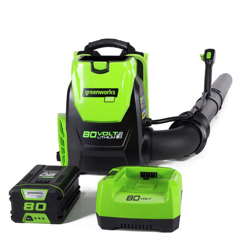 Backpack Blowers | Greenworks 2404802 BPB80L2510 80V Backpack Blower with 2.5 Ah Battery and Charger image number 0