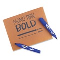 Permanent Markers | Tombow 56648 Mono Twin Fine/Broad Tips Bold Permanent Marker - Blue (10/Box) image number 4