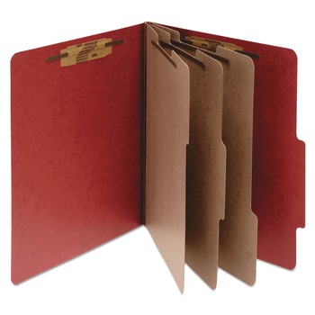 ACCO 4 in. Expansion Pressboard Letter Size 8-Fastener Classification Folders - Earth Red Exterior (10/Box)