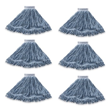 Rubbermaid Commercial Super Stitch Cotton/Synthetic Blend Mop Head - Large, Blue (6/Carton)