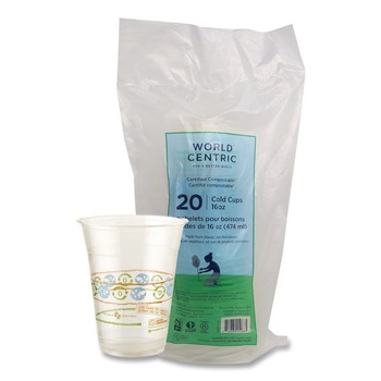 World Centric 16 oz. Plastic Cold Cups - Clear (10/Pack)