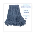 Mops | Boardwalk BWK2020B #20 Cut-End Standard Head Cotton/Synthetic Fiber Mop Head - Blue (12/Carton) image number 3
