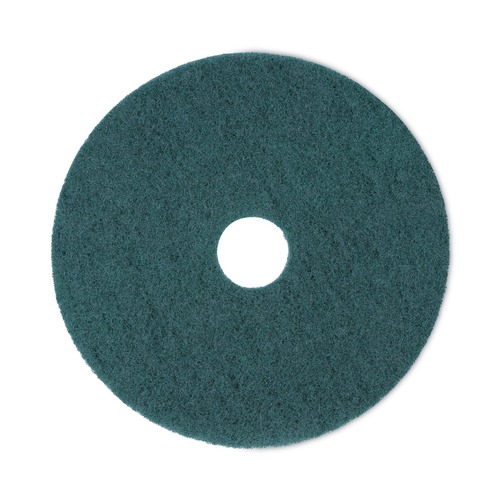 Cleaning & Janitorial Accessories | Boardwalk BWK4018GRE 18 in. Diameter Heavy-Duty Scrubbing Floor Pads - Green (5/Carton) image number 0