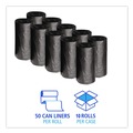 Cleaning & Janitorial Supplies | Boardwalk H4823RKKR01 10 Gallon 0.35 mil 24 in. x 23 in. Perforated Roll Low-Density Waste Can Liners - Black (50 Bags/Roll, 10 Rolls/Carton) image number 3