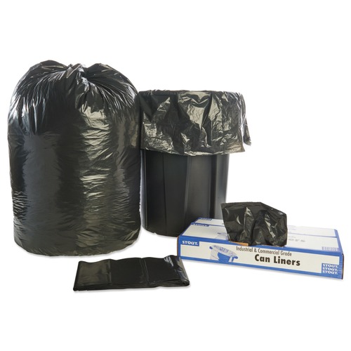 Trash Bags | Stout by Envision T3860B15 38 in. x 60 in. 1.5 mil. 60 Gallon Total Recycled Content Plastic Trash Bags - Brown/ Black (100/Carton) image number 0