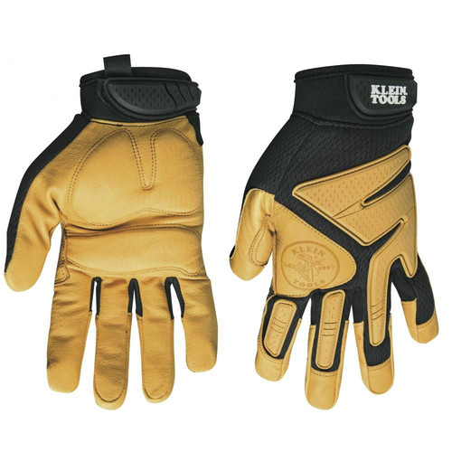 Klein Tools 40222 Journeyman Leather Gloves - X-Large, Brown/Black image number 0
