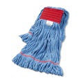 Mops | Boardwalk BWK503BLEA 5 in. Super Loop Cotton/Synthetic Fiber Wet Mop Head - Large, Blue image number 0