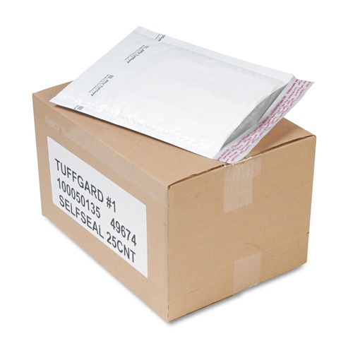 Office Jansan | Sealed Air 49674 7.5 in. x 12 in. #1 Jiffy TuffGard Self-Seal Cushioned Mailer - White (25/Carton) image number 0