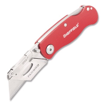 GreatNeck 12614 1.25 in. Blade 3.5 in. Aluminum Handle Quick Change Lock Back Utility Knife - Red