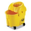 Mop Buckets | Rubbermaid Commercial FG759088YEL WaveBrake 2.0 35 Quart Plastic Down-Press Bucket/Wringer Combo - Yellow image number 0