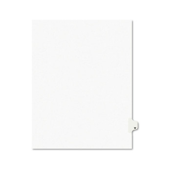 Avery 01423 11 in. x 8.5 in. Legal Exhibit Letter W Side Tab Index Dividers - White (25-Piece/Pack)