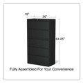  | Alera 25497 36 in. x 18.63 in. x 67.63 in. 5 Lateral File Drawer - Legal/Letter/A4/A5 Size, Black image number 5