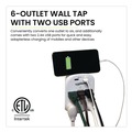 Office Electronics & Batteries | GoGreen Power GG-16000USB4 735 Joules 6-Outlet 4-USB Wall Tap - White image number 2