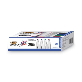 BIC GDEM36AST Intensity Low Odor Fine Point Dry Erase Marker Set - Assorted Colors (36-Piece/Set)
