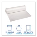 Trash Bags | Boardwalk BWK534 33 in. x 39 in. 1.4 mil 33 gal. Recycled Low-Density Polyethylene Can Liners - Clear (100/Carton) image number 3