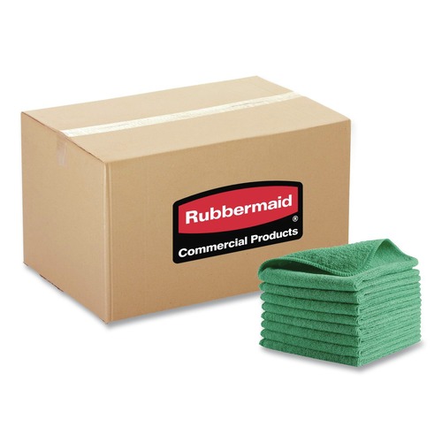 Cleaning Cloths | Rubbermaid Commercial 1820578 12 in. x 12 in. Microfiber Cleaning Cloths - Green (24/Pack) image number 0