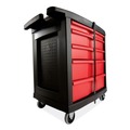  | Rubbermaid Commercial FG773488BLA Five-Drawer 32.63 in. x 19.9 in. x 33.5 in. Mobile Workcenter - Black/Red image number 3