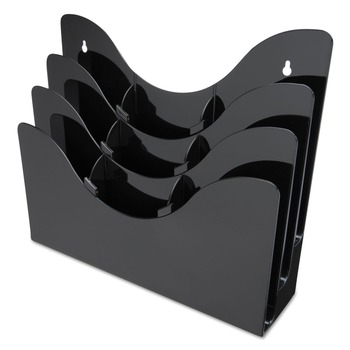 Deflecto 13.38 in. x 3.5 in. x 11.5 in. 6 Removable Dividers 3-Tier Document Organizer - Black