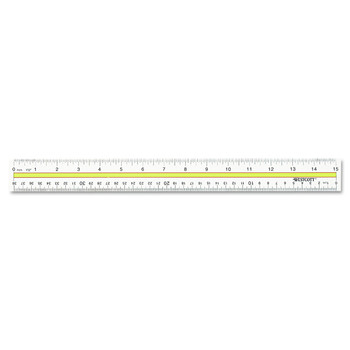 Westcott 10580 Acrylic Data Highlight Reading Ruler With Tinted Guide, 15-in Long, Clear/yellow