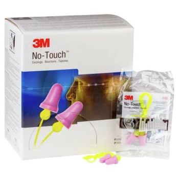 3M No-Touch 29 dB NRR Corded Push-to-Fit Single-Use Earplugs - Purple/Yellow (100/Box)