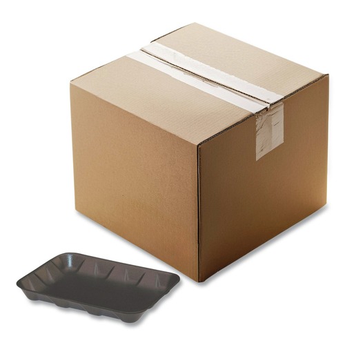 Food Service | Pactiv Corp. 51P904D 9.58 in. x 7.08 in. x 1.25 in. #4D Foam Supermarket Tray - Black (400/Carton) image number 0