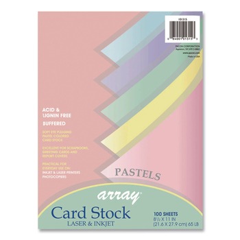 Pacon Array 65 lbs. 8.5 in. x 11 in. Card Stock - Assorted Pastel Colors (100/Pack)