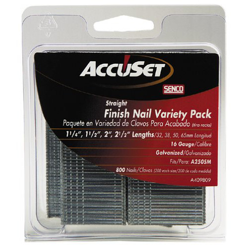 Nails | SENCO A409809 16-Gauge 1-1/4 in. - 2-1/2 in. Straight Strip Finish Nails Variety Pack (800-Pack) image number 0