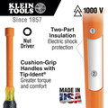 Nut Drivers | Klein Tools 646-3/16-INS 6 in. Hollow Shaft 3/16 in. Insulated Nut Driver image number 1