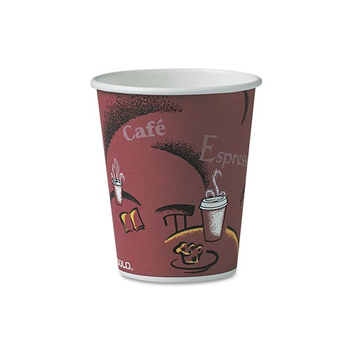 Early Labor Day Sale | SOLO OF10BI-0041 10 oz. Paper Bistro Design Hot Drink Cups - Maroon (300/Carton) image number 0