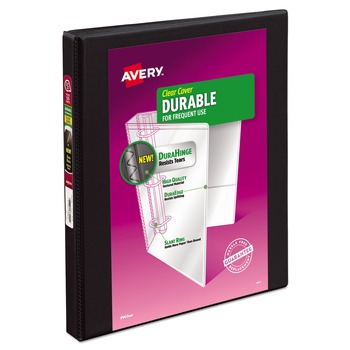 Avery 3 Slant Rings 0.5 in. Capacity 11 in. x 8.5 in. Durable View Binder with DuraHinge - Black