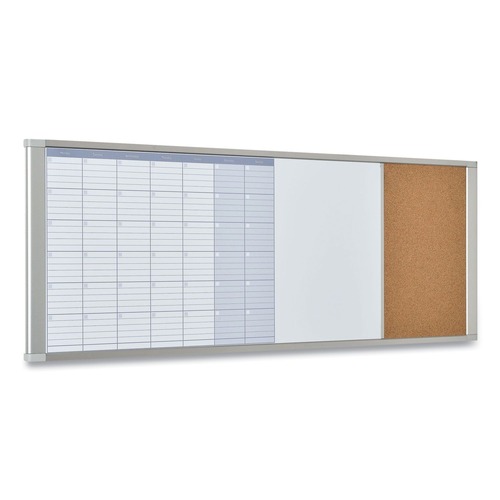 White Boards | MasterVision XA429993700 48 in. x 18 in. Lacquered Steel Surface Aluminum Frame Magnetic Calendar Combo Board - White image number 0