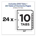 Office Jansan | Avery 11169 Ready Index 11 in. x 8.5 in. 10-Tab 1 to 10 Uncollated Customizable TOC Dividers - Multicolor Tabs/White (24/Box) image number 1
