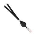 Mothers Day Sale! Save an Extra 10% off your order | Advantus 75549 34 in. Metal Clip Fastener Long Lanyards with Retractable ID Reels - Black (12/Pack) image number 1