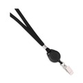 Office Jansan | Advantus 75549 34 in. Metal Clip Fastener Long Lanyards with Retractable ID Reels - Black (12/Pack) image number 1
