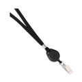  | Advantus 75549 34 in. Metal Clip Fastener Long Lanyards with Retractable ID Reels - Black (12/Pack) image number 1