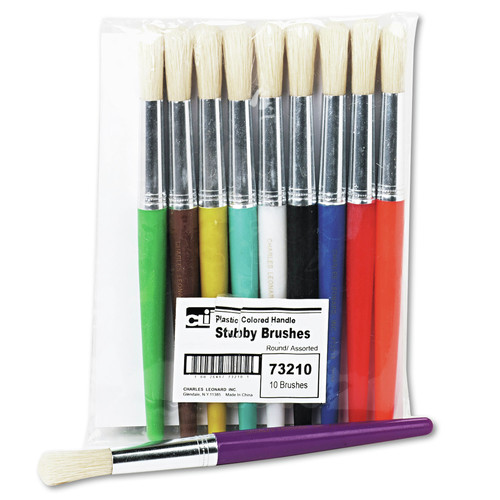 Office & Office Supplies | Charles Leonard 73210 Round Profile Natural Bristle Stubby Brush Set (10/Set) image number 0