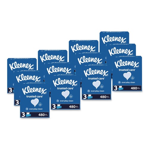 Paper Towels and Napkins | Kleenex 54303 Trusted Care 2-Ply Facial Tissue - White (12/Carton) image number 0
