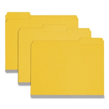 Smead 1/3-Cut Tabs Assorted Letter Size 1 in. Expansion Recycled Heavy Pressboard Folders - Yellow (25/Box)