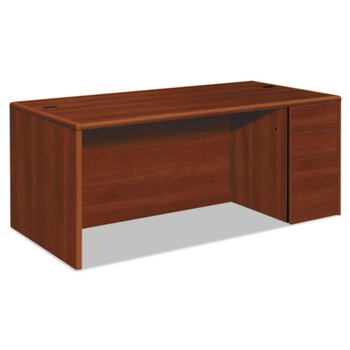 HON 10700 Series 72 in. x 36 in. x 29.5 in. Single Full-Height Right Pedestal Desk - Cognac