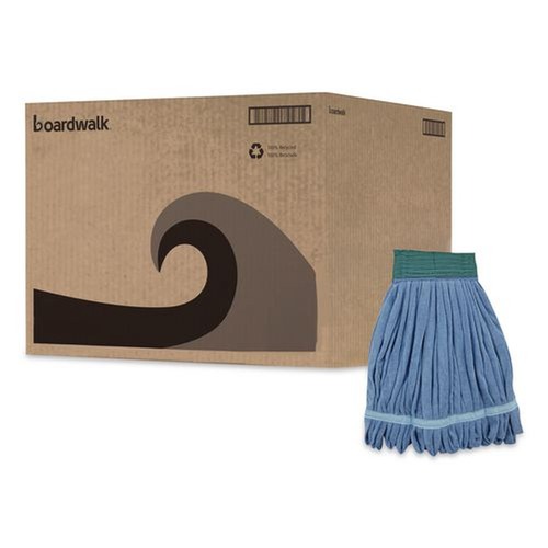 Mops | Boardwalk BWKMWTMBCT Microfiber Looped-End Wet Mop Head - Medium, Blue (12/Carton) image number 0