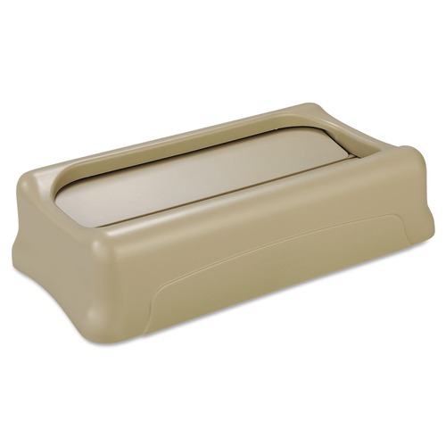 Trash Cans | Rubbermaid Commercial FG267360BEIG Slim Jim 11.38 in. x 20.5 in. x 5 in. Swing Lid - Beige image number 0