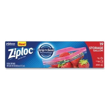 Ziploc 9.6 in. x 12.1 in. Gallon Triple System Seal Double Zipper Storage Bags - Clear (19 Bags/Box, 12 Boxes/Carton)