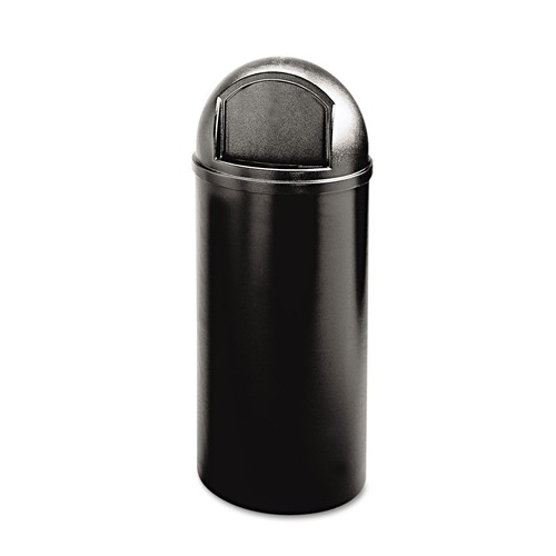 Trash & Waste Bins | Rubbermaid Commercial FG817088BLA Marshal 25-Gallon Plastic Round Classic Container - Black image number 0