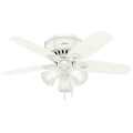 Ceiling Fans | Hunter 51090 42 in. Builder Low Profile Snow White Ceiling Fan with LED image number 0