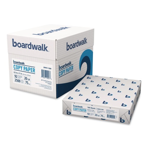 Paper & Printables | Boardwalk 11289 8.5 in. x 11 in. 20 lbs. Bond Weight 92 Bright Copy Paper Convenience Carton - White (5-Reams/Carton) image number 0